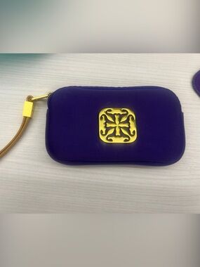 Rustic Cuff Deep Purple Wristlet Phone Pouch with Gold Emblem